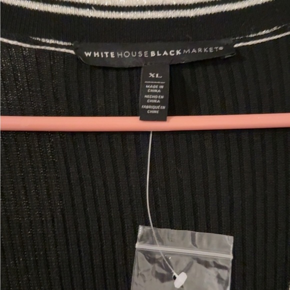 White House Black Market Wool Blend Ribbed Stripe Trim Knit Duster Cardigan - Picture 7 of 7